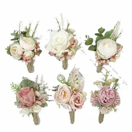 Розовая искусственная роза FRS для жениха, бутоньерки, корсаж на запястье, свадебные аксессуары для подружки невесты d4xF #