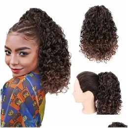 قصات الشعر لاتيف الاصطناعية kinky curly ponytail dstring bonytails for Black Womenclips on Extension 2102175822982 Drop Delivery Produ Otimk