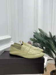 Scarpe Casual 2024 Retro Socialite Mocassini In Pelle Burro Donne Piatte Punta Rotonda Solido Poco Profondo Classico Un Pedale delle Donne