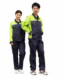 2022 Abbigliamento da lavoro per uomo Donna Ctrast Colore riflettente Stripe Tute per lavoratori di sicurezza Uniformi da officina di fabbrica Vestito durevole V8yU #
