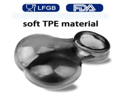 Delay ejaculation ball stretcher scrotum bondage bag sex toys for men penis testicle cock sleeve soft cockring ballstretcher3399931