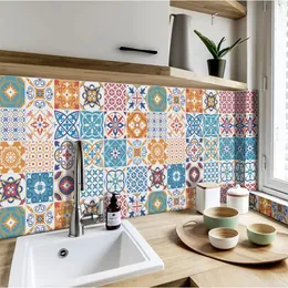 24 pezzi adesivi per piastrelle mosaico mandala piastrelle antiche autoadesive retro casa bagno cucina decorazione adesivi murali impermeabili 240315