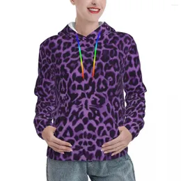 Felpe con cappuccio da donna Stampa animale Primavera Viola Modello leopardo Capispalla Camicia con cappuccio Felpa con cappuccio oversize classica Harajuku unisex