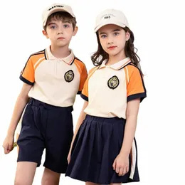 nuovo stile Uniformi per la scuola materna, abbigliamento sportivo estivo, uniformi di classe a maniche corte per bambini, uniformi per insegnanti.D0Xi#