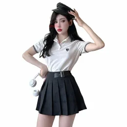 2024 Chińskie Slim Fit Schoolgirl Night Club Ubrania student JK mundure bluzka+kratą plisowaną spódnicę zestaw streetwear 30pl#