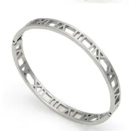 Moda jóias prata aço inoxidável manilha pulseira romana jóias rosa ouro pulseiras para mulheres moda amor bracelet288f