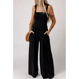 Elegante Frauen Overall Sommer Sexy Hosenträger Ärmel Einem Stück Breite Bein Hosen Büroarbeit Kleidung Damen Overalls 240315