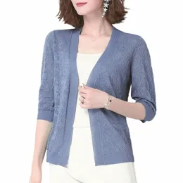 Blouse Womans TOPS LG SLEEVE S-2XL LG SLEEVE BLOUSE LACE CARDIGAN THIN TINS​​ SUN Protecti Clothing Seater X4dy＃