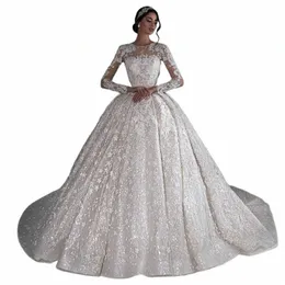 amylvager classico o-collo manica lunga abito di sfera da sposa Dr 2024 lusso bordare appliques pizzo corte dei treni abito da sposa principe K84m #