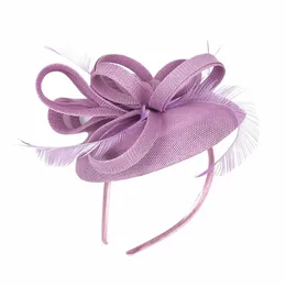 donne Wedding Evening Party Mesh Fascia Fr Cappello Fascinator Caps Feather Ladies Hat E3F3 #