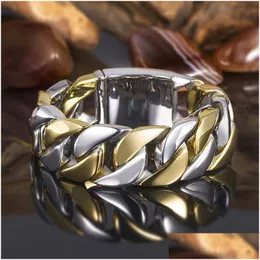 Band Rings 2021 Fashion Curban Link Chain Style Un Personlighet Sier Gold Two Tones S925 Finger Ring For Men Drop Delivery Jewel Dhuso