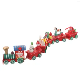 Decorative Figurines Wooden Train Xmas Ornament Desktop Decoration Gift Toy Christmas Tabletop Adornment