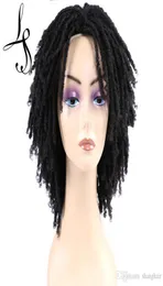 Siyah kadınlar için 6quot kısa yumuşak kahverengi sentetik peruklar sahte locs dreadlock dreads örgü tığ işi fiber Amerikan saç wig8975487