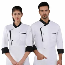 Restaurang Chef Shirt Hotel Kitchen Jacket Män kvinnor PROFIAL KOKA LIFERN BAKERY CAFE WAITER ARBETE KLÄDER X6IT#