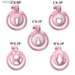 Altri articoli per massaggi Gabbia casta super piccola per giocattoli Sissy CB Lock con anelli per pene di 5 dimensioni Eric Slave Cock Cage Sex Toi per uomo Pink Chasty Q240329