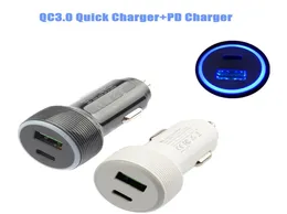 Quick Charge QC 30 USB PD Autoladegerät 18 W 36 W Schnellladung Rollenmaschinenlinie Typc HighSpeed USBC QC30 LED leuchten Auto Power Mini-Adapter fo6010392