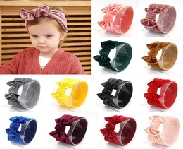 14 cores bebê veludo arco headbands meninas grande bowknot elástico hairbands cor sólida turbante headwear cabeça envoltório acessórios de cabelo3583648