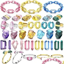 Bracciale Orecchini Collana Originale 2023 Set di gioielli squisiti Collezione Lucent Colorf Crystal Anello da donna Bracciale di alta qualità Dhy6A