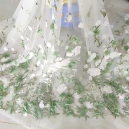 Tessuto tridimensionale abbagliante chiffon fiore tessuto di pizzo gonna abito abito da sposa tessuto 3D colore maglia orlo in pizzo ricamato