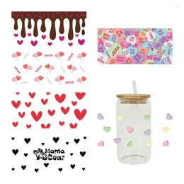 Window Stickers 3D UV DTF Transfers 16oz Cup Wraps Love Valentine's Day tryckt för DIY -glas keramiskt metallläder etc. D92