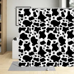 Tende da doccia Tenda bianca nera Leopardo motivo texture animale Foglia di palma Arredamento bagno Set da appendere in tessuto di poliestere con gancio