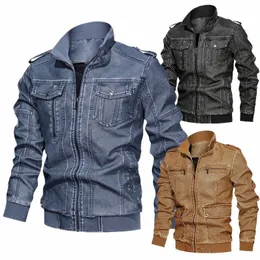 2021 Fi Men's Denim Jacket Big Size 6XL Military Tactical Jeans PU Leather Casual Air Force Pilot Coat Casaco Masculino c82s#