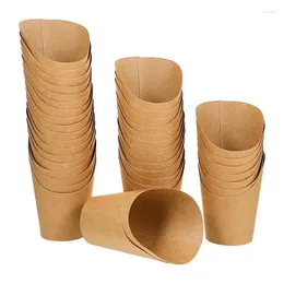 Disposable Cups Straws 100pcs Paper French Popcorn Holder Cones Kraft Cup Fry Dessert Fries Ice Cream Charcuterie Containers Take Out