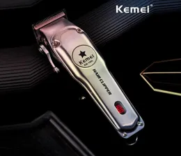 2020 Nuovo Negozio di Barbiere Tagliatore di Capelli Ricaricabile in Metallo Elettrico da Uomo Professionale Barba Trimmer Macchina per Taglio di Capelli KM-19967007780