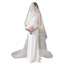 Elegante strato singolo velo da sposa lg morbido velo da sposa velo da sposa Accories sciallio da sposa bianco z9h7#