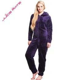 Winter warmer Pyjama Frauen Onesies Flauschige Vlies -Overall -Anlagen Nachtwäsche und Größe Kapuzenstich Pyjamas Stresung für Frauen Erwachsene