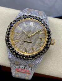 2024 Nova fábrica AMG 15400 Full Star 41mm CAL.3120 movimento vidro safira classe superior Swarovski beleza diamante super à prova d'água