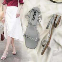 Casual Shoes Ins Clear Gladiator Sandals Women Summer Woman Slippers Low Heels Buckle Strap Sandalen Femme Korean Narrow Band Sandalias