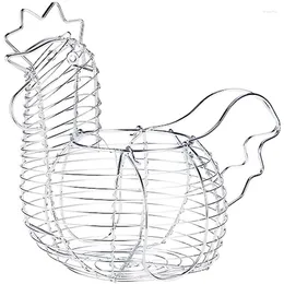 Storage Bottles Metal Wire Egg Baskets Chicken Basket For Eggs Shaped Holder Rustic Round Gathering With Handle