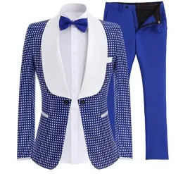 دعاوى مخصصة صنعت Twopiece One Button Blazer Wool Royal Blue Business Men Gentle Suits Prom Suits for Men Wedding Best Man Tuxedo