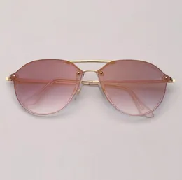 Modische Damen-Sonnenbrille „Blaze Double Bridge“, rund, neue Herren-Sonnenbrille, Damen-Sonnenbrille mit Lederetui 6505117