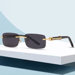 Çevlisiz kare vintage güneş gözlüğü moda çerçevesiz düzensiz tasarımcı güneş gözlükleri kadınlar için tonlar erkekler Slingshot optik gözlük albüm toptan satış