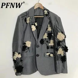 Herrdräkter PFNW Autumn Texture Design Niche Blazers Streetwear Outdoor Patchwork Sports Baggy High Quality Delicacy Suit Coat 21Z1391