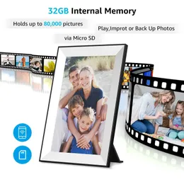 إطارات الصور الرقمية WiFi 10.1 بوصة الصورة الرقمية صورة الصورة 1280x800 IPS شاشة اللمس 32GB Frameo Smart Photo Frame Control حامل قابلة للفصل 24329