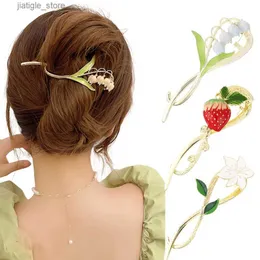 Klipsy do włosów elegancka lilia z doliny spinki do włosów truskawkowe metalowe klipsy do włosów słodkie włosy pazur moda