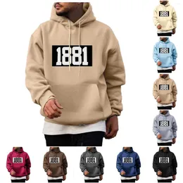 Herrtröjor retro 1881 män hip hop streetwear casual hooded tröjor 2024 höst vinter varm fleece pullover lös huvtröja