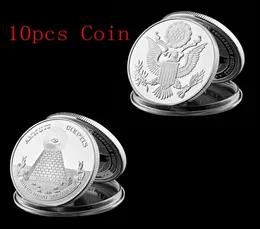 10st konst och hantverk coeptis Masonic USA National Emblem Annuit Silver Plated Token Metal Challenge Coin6955036