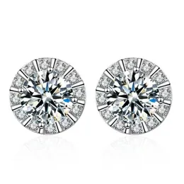 Stud Classic S925 Silver Round Moissanite Diamond Earrings Women Jewelry Plated White Gold 0 5ct 5mm Gift243m