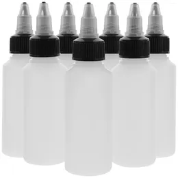 Servis uppsättningar 20 st spik pressa flaskpigmentflaskor små plast tom för diy flytande transparent