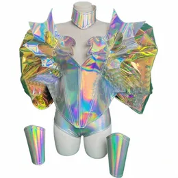 christmas Jazz Dance Costume Colorful Laser Festival Outfit Women Performance Gogo Clothes Tech Style Ds Dj Clubwear XS7468 725n#