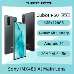 Cubot P50 Android 11 스마트 폰 6GB +128GB 4200MAH 이동식 배터리 6.217 인치 HD +화면 NFC 20MP AI 카메라 스마트 휴대 전화