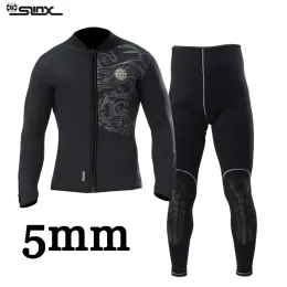 Sidor Slitx 5mm dykning Wetsuit Jackets and Pants Men Neoprene Diving Kite Surfing Underwater Clothes Pass Front Zip