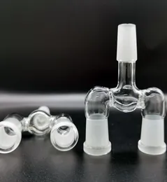 Adaptador de vidro 145mm 188mm masculino feminino tigela dupla narguilé acessórios 3 juntas em uma gota para baixo dois tamanhos divisor de osso da sorte Froste9010106