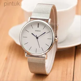 Armbandsur 2024 NYA FAMOUS Brand Silver Casual Geneva Quartz Watch Women Metal Mesh Rostfritt stålklänning Klockor Relogio Feminino Clock 24329