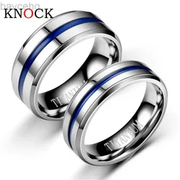 Anéis de casamento KNOCK Trendy Aço Inoxidável Preto Azul Groove Anel Para Homens Bandas de Casamento Amantes do Arco-Íris anel Masculino Jóias Drop Shipping 24329
