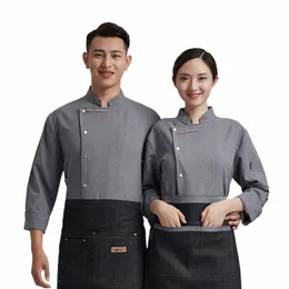 Catering Cook Uniform Hotel Woman Chef Jacket Restaurang Kök Skjorta Matlagning Bageri Caffe Shop Men servitör Arbetskläder U8PL#